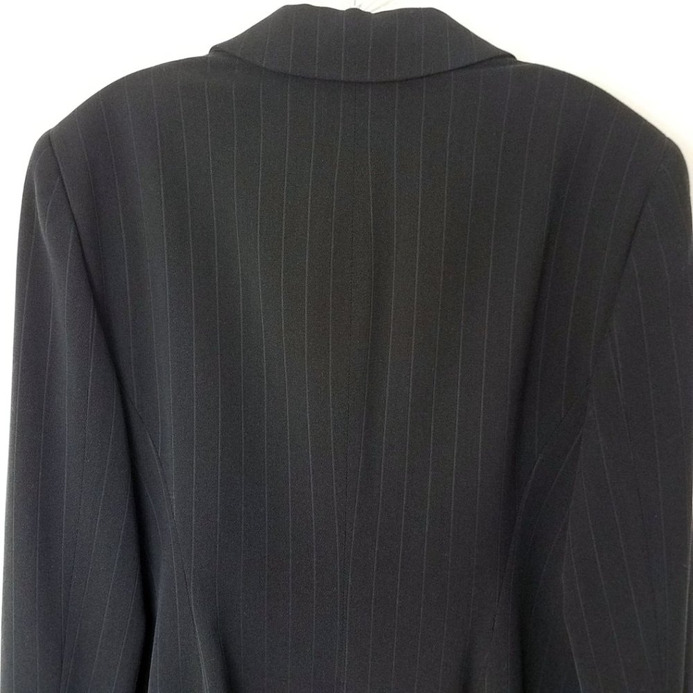 Giorgio Armani Size 14 Navy Blue Pin Lama Wool Blend Blazer Suit Coat Jacket - Picture 9 of 16